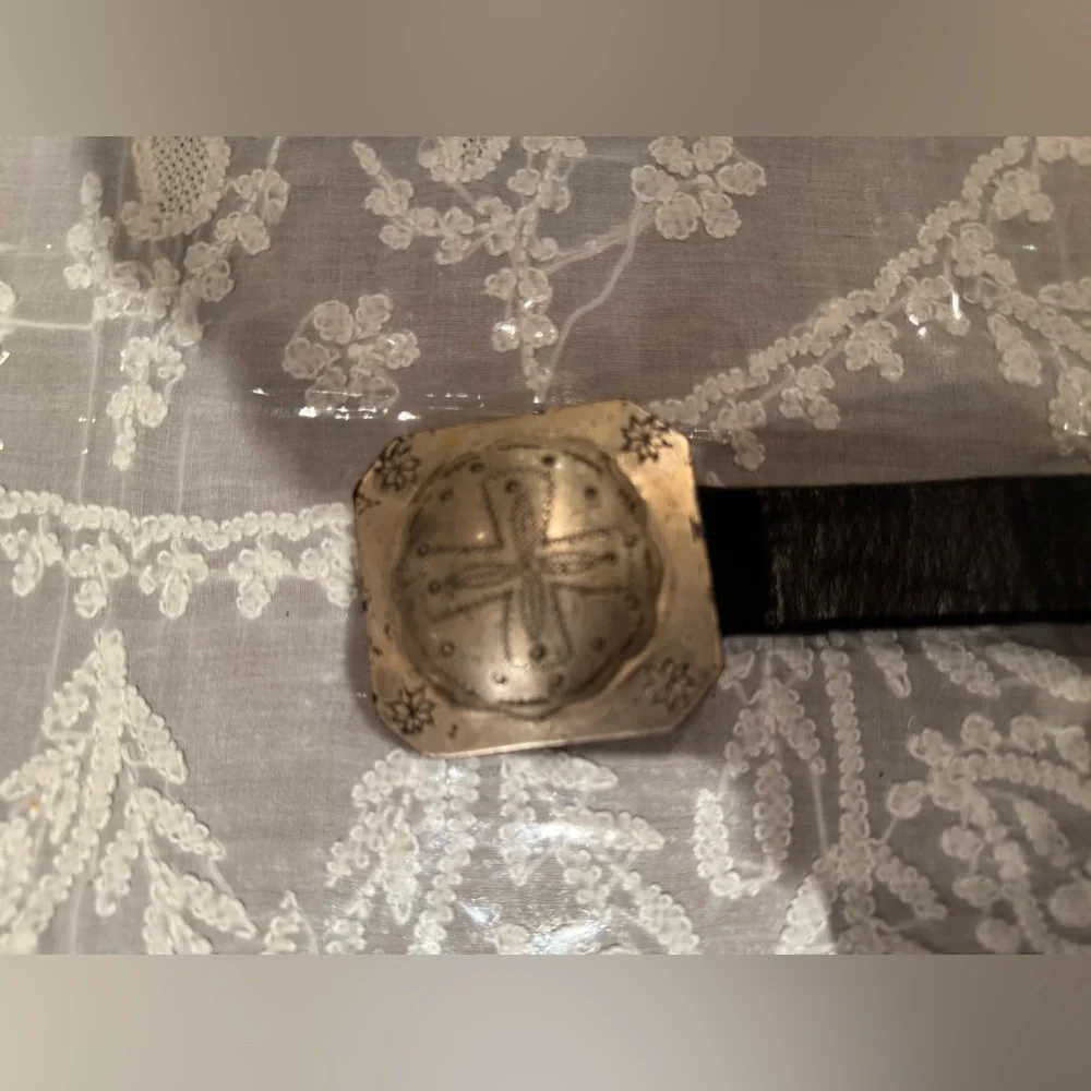 ❤️ RALPH LAUREN Black Leather Belt with Silver Accents - Picture 13 of 16